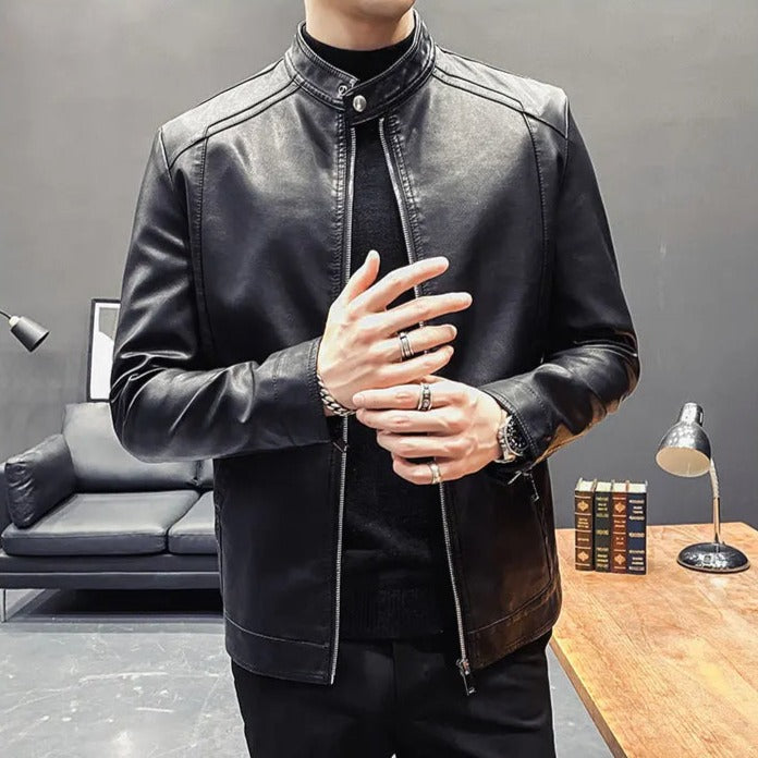 Jaqueta de Couro Casual Masculina Sampaio®