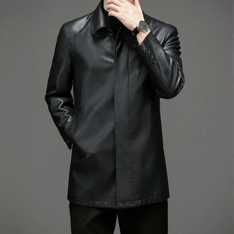 Jaqueta Longa de Couro Masculina Sampaio® S1266