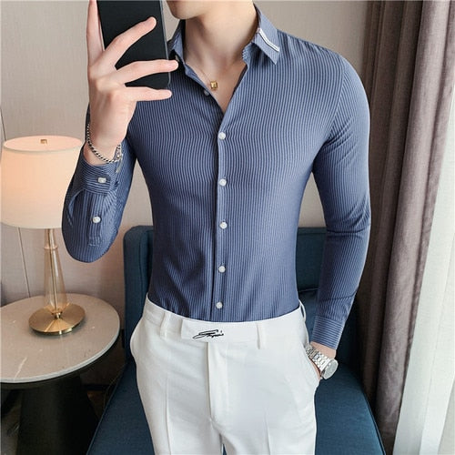 Camisa Social Masculina Listrada