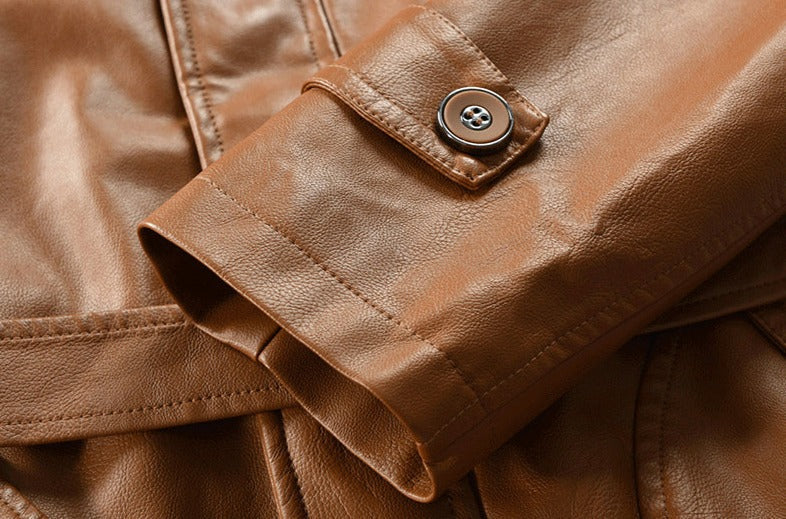 Jaqueta Longa de Couro com Capuz Masculina Sampaio®